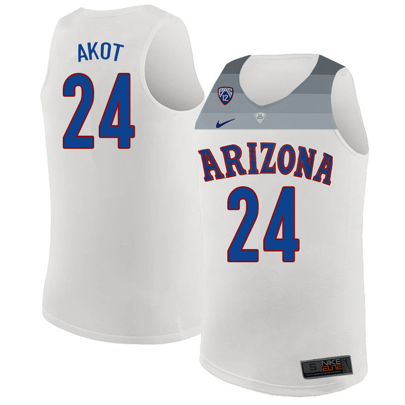 2018 Men #24 Emmanuel Akot Arizona Wildcats College Basketball Jerseys Sale-White